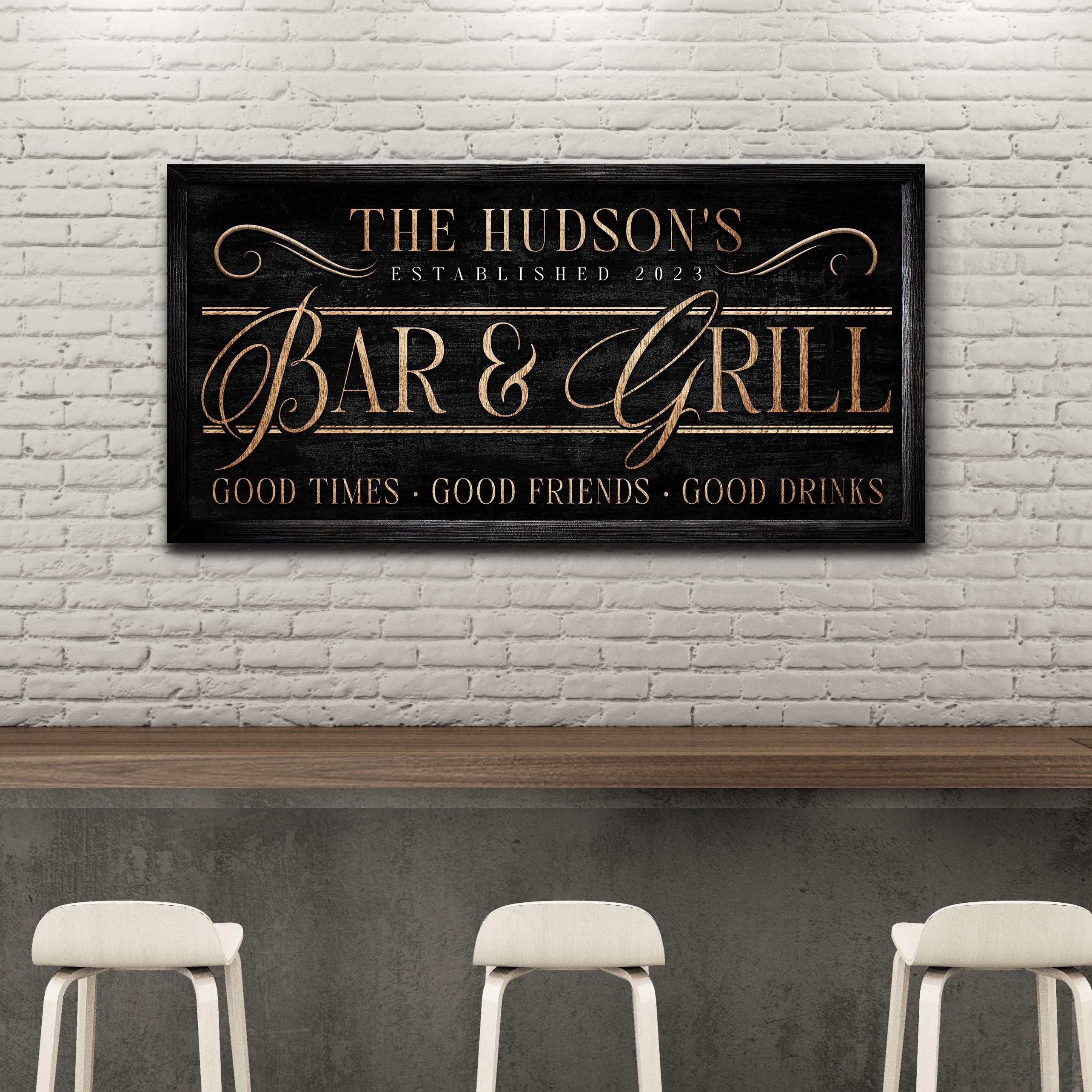 Custom Bar and Grill Canvas Art, Personalized Patio Wall Art, Family Name Backyard Sign, Housewarming Gifts, Modern Farmhouse Canvas Print