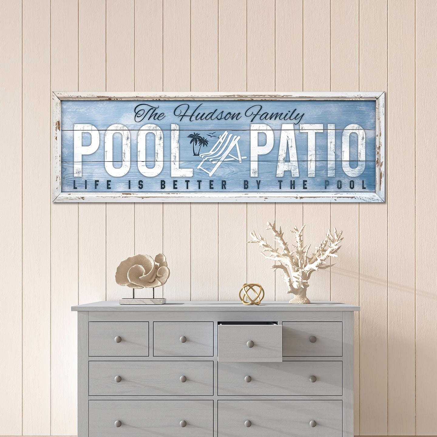 Custom Pool Patio Wall Decor, Personalized Family Name Pool Patio ...