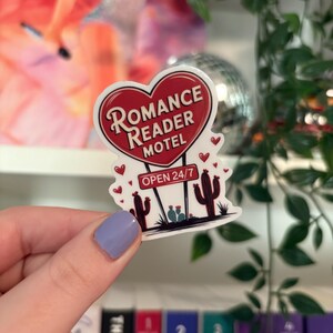 Romance Reader Motel Sticker, bookish, books, reader, reading, read, book girlie, book lover, quote, gift for readers, journal, bookworm