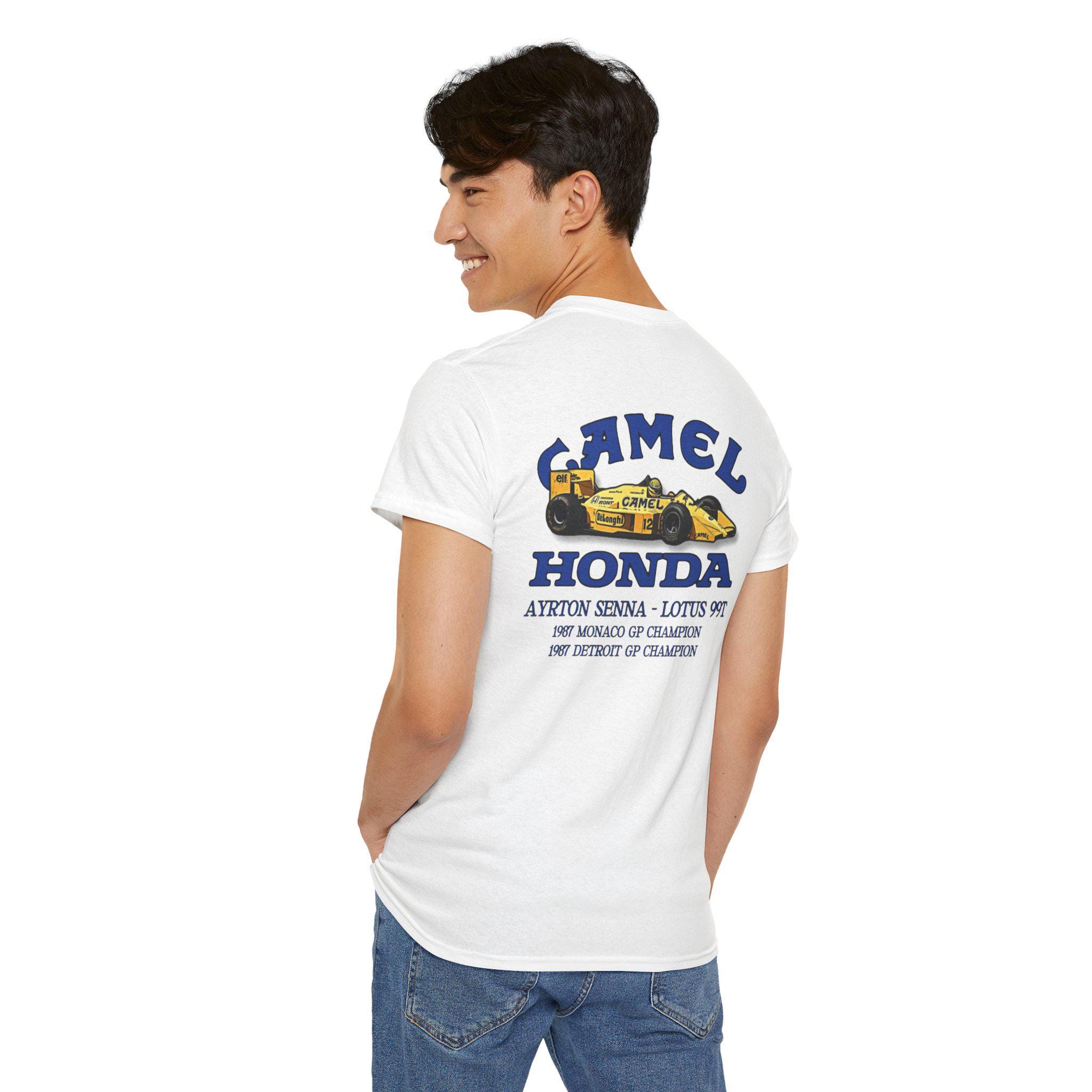 Camel Honda Lotus 99T Ayrton Senna Racing Car Heavy T Shirt