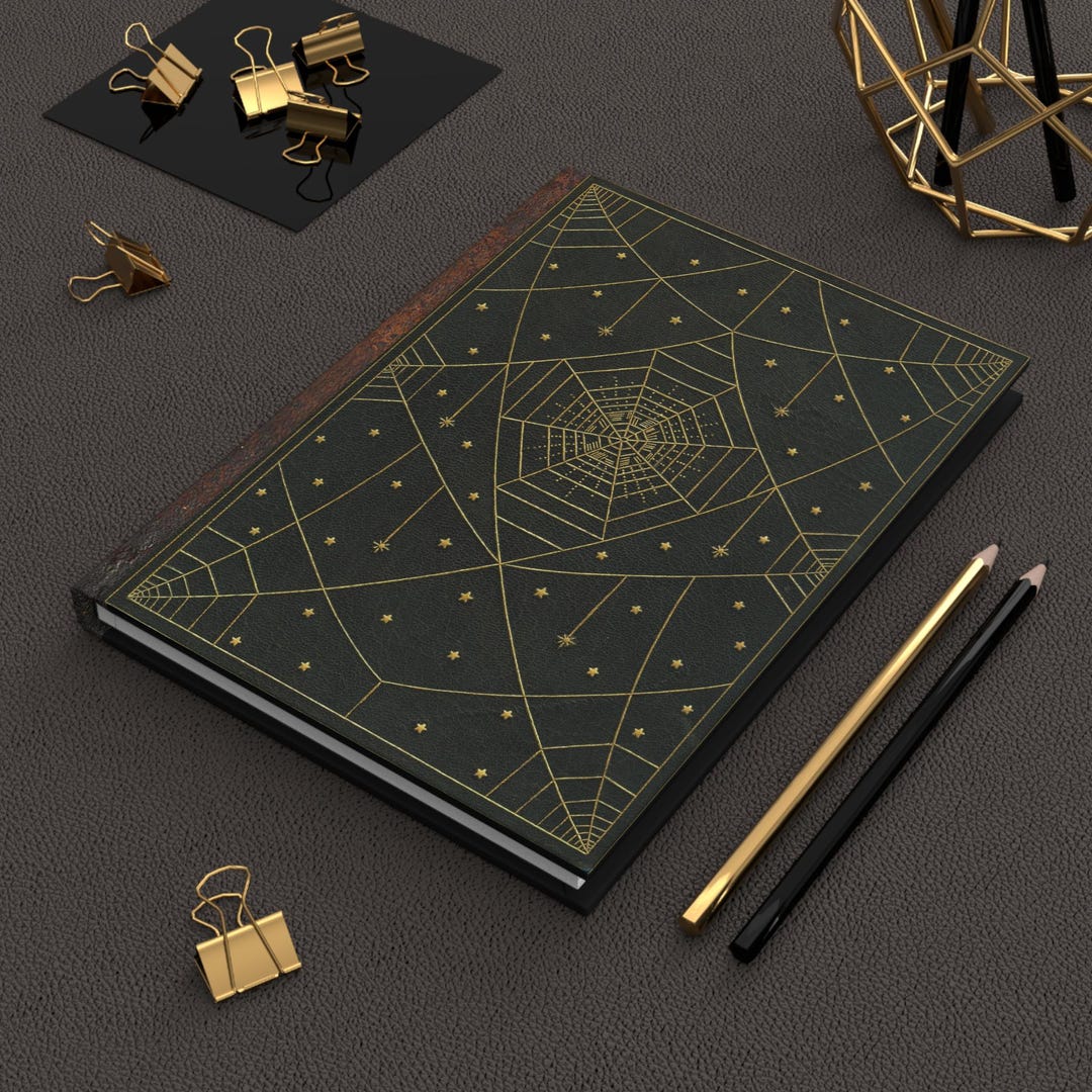 Black and Gold Antique Look Spiderweb Lined Journal Notebook ...