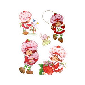 Vintage 80s Strawberry Shortcake Kiss-Cut Vinyl Decals Set, Retro Cartoon Sticker Sheet #1, Nostalgic 6x8 Inch Decals, Cute Stickers