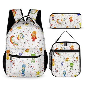 Regenbogen Brite Color 3-teiliger Kinderrucksack - Rucksack, Thermo-Lunch-Tasche und Federmäppchen-Organizer