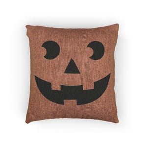 Halloween Woven Pillow, Spooky Home Decor, Autumn Accent Cushion, Jack-O&#39;-Lantern Throw Pillow, Halloween Gift for Friends