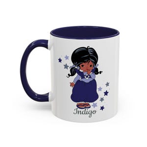 Rainbow Brite Color Kids Ceramic Mug - Indigo, 11oz/15oz, Colorful Coffee Cup, Fun Retro Drinkware
