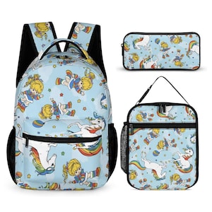 Set di 3 zaini Rainbow Brite e Starlite: zaino, borsa termica per il pranzo e astuccio portapenne