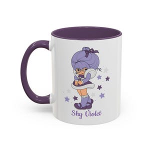 Rainbow Brite Color Kids Ceramic Mug - Shy Violet, 11oz/15oz, Colorful Coffee Cup, Fun Retro Drinkware