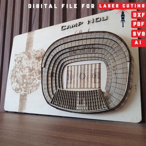 File multistrato tagliati al laser dello stadio Camp Nou di Barcellona