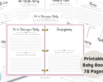 Baby Book, Printable Baby Book, Baby Milestone, Baby's First Year, Baby Log Book, Baby Memory Book, Digital, Baby Girl, Baby Boy, Gift, BY10