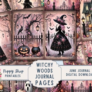 Kit diario spazzatura della strega, diario spazzatura di Halloween, Halloween rosa, Goth rosa, Cottagecore, Halloween stampabile, diario spazzatura, Collage, Ephemera