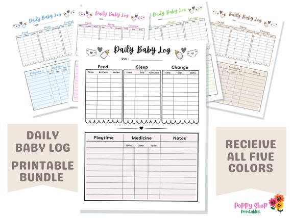 Daily Baby Log, Bundle, Printable Baby Log, Instant Download, Printable ...