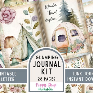 Camping, Kit de diario basura, Glamping, Viajes, Páginas de diario, Diario basura, Al aire libre, Camping Ephemera, Imprimible, Álbum de recortes, Descarga digital