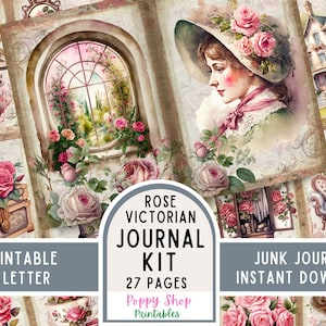 Rose Victorian Junk Journal Kit, Vintage, Victorian Home, Decor, Lady, Journal Pages, Junk Journal, Ephemera, Printable, Scrapbook, Download