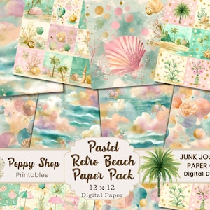 Scrapbook Papier, Sommer Strand Papier, Pastell Strand, Sommer, Scrapbook Papier Digital, Junk Journal Papier, Decoupage Papier, Decoupage Papier Sammelalbum