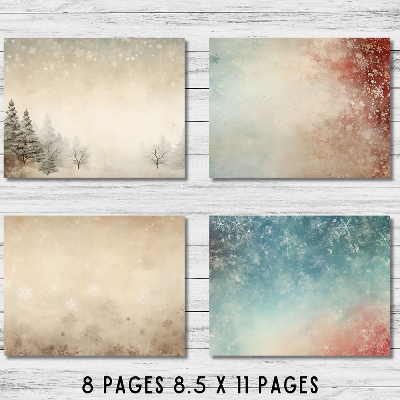 Snow Bottom Paper Snowy Christmas Paper, Junk Journal, Winter Paper, Winter Background ...