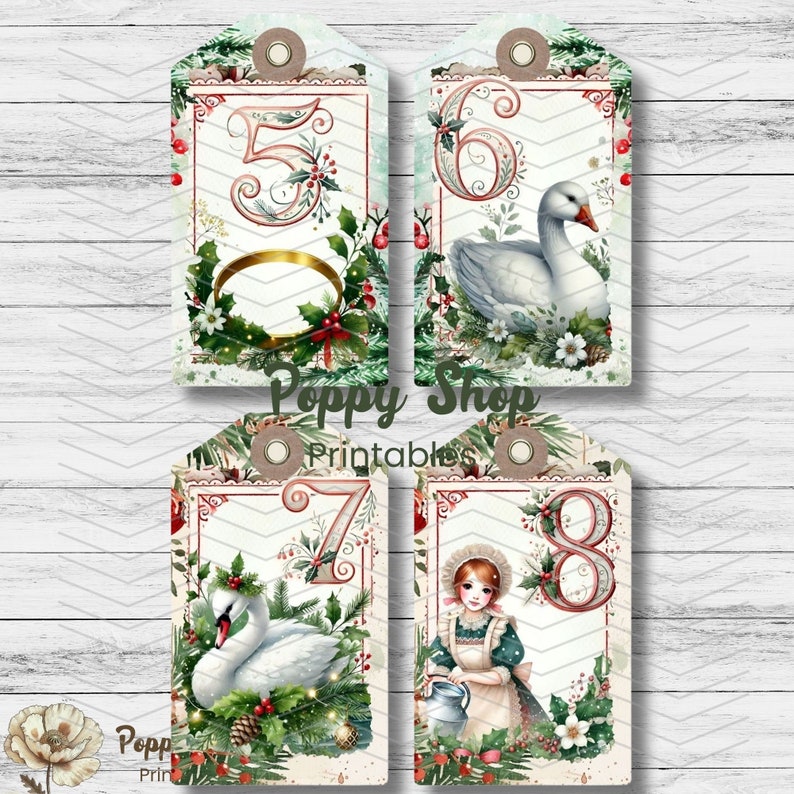 12 Days of Christmas Gift Tags, Twelve Days of Christmas Tags, DIY Tags ...