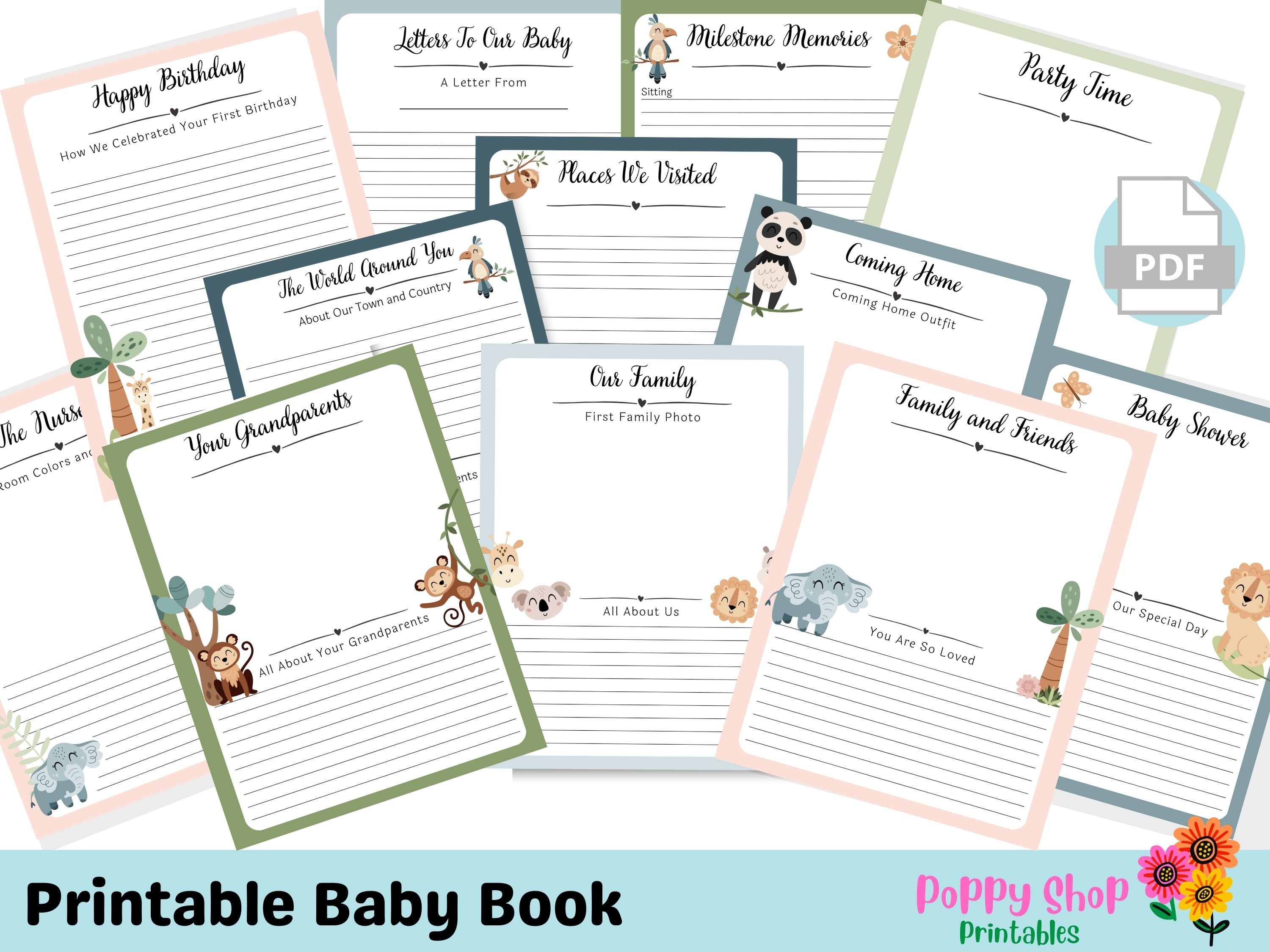 Safari Baby Book: First Year Milestone Memory Log (digital Download) - Etsy