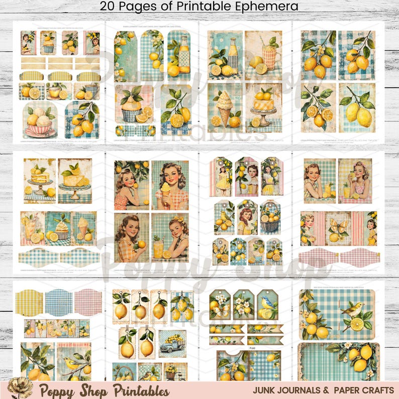 Lemon Ephemera, Vintage Fruit, Retro Junk Journal, Fruit Ephemera ...