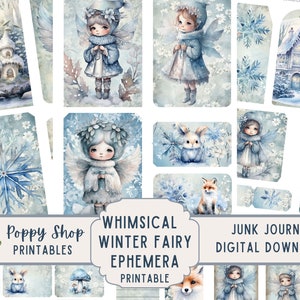 Winter Junk Journal, Feen, Winter Junk Journal, Winter Wald, Junk Journal Kit, Winterwald, Printable, Tag, Scrapbook, Herunterladen