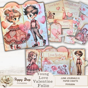 Folio Saint-Valentin, Saint-Valentin Kid, kit folio imprimable, Saint-Valentin, amour, folio de journal indésirable, pochette pliante, journal éphémères, cadeau