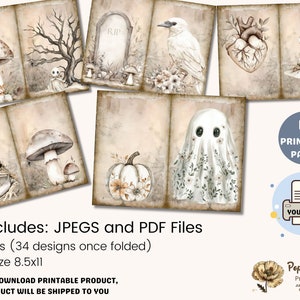 Pages de journal indésirable d'Halloween, journal floral fantôme, journal d'automne imprimable image 4