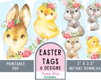 Easter Tags, Printable Easter Tags, Chic, Easter Basket Tag, Easter Treat Tags, Beautiful, Easter Bunny Tags, Gift Tags, Instant Download