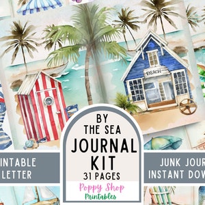 Strand Junk Journal Kit, Meer, Küste, Urlaub, Meer, Junk Journal, bedruckbar, Journal Seiten, schäbig, Strand Ephemera, Gästebuch, Herunterladen