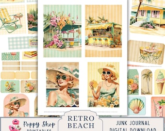 Beach Ephemera, Junk Journal, Retro Beach, Summer, Ephemera, Junk Journal Kit, Nautical, Seaside Cottage, Collage, Printable, Paper Craft