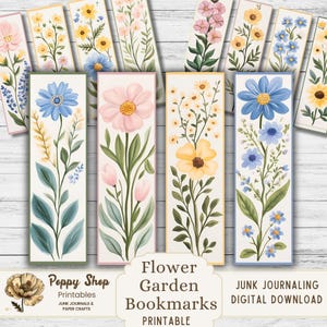 Conjunto de marcadores florais para impressão, marcadores florais botânicos, estética cottagecore, folha de marcadores para download digital, presente para impressão instantânea