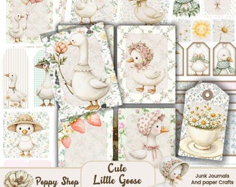 Goose Ephemera, Goose Junk Journal, Duck Ephemera, Cottagecore Duck Journal, Baby Goose Printables, Goose Printable, Cute Goose Download