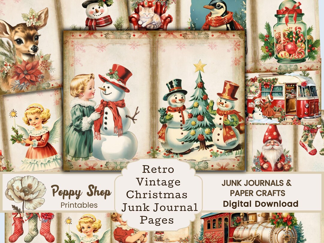 Vintage Christmas Junk Journal Kit, Retro Christmas, 1950's, Christmas ...