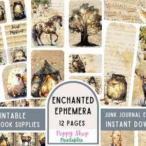Enchanted, Magic Forest, Ephemera, Junk Journal Ephemera, Journaling Supplies, Paper Craft, Printable, Scrapbook, ATC Card, Digital Download