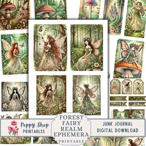 Fee Ephemera, Junk Journal Kit, Wald, Elfen, Feen, Junk Journal Printable, Ephemera, Junk Journal, Journal Karten, College Blatt