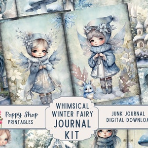 Kit diario spazzatura fata invernale, diario spazzatura invernale, stravagante, inverno, animali, funghi, stampabile, effimera, pagine di diario, download
