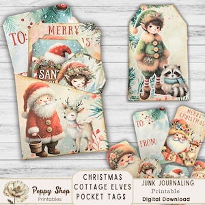 Etiqueta de bolso de Natal, bolso dobrável, porta-cartão de presente, bolso carregado, etiqueta de bolso, kit de Natal dobrável, itens efêmeros, para impressão, corte sofisticado, para baixar