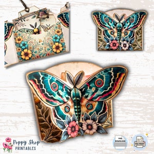Moth Folio, Printable Folio Kit, Moth, Junk Journal Folio, Multi Fold ...