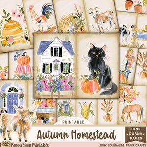 Fall Junk Journal Pages Printable, Cottagecore Autumn Paper Kit, Farm Homestead Journal, Pumpkin Country Ephemera, Fall Farm Life Kit