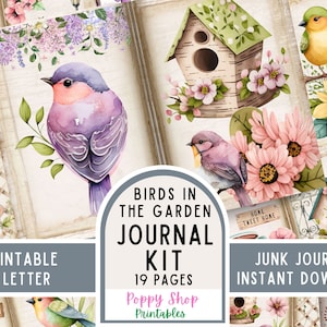 Oiseau, kit de journal indésirable, jardin, nichoirs, pages de journal, journal indésirable, extérieur, oiseaux éphémères, imprimable, scrapbooking, téléchargement numérique