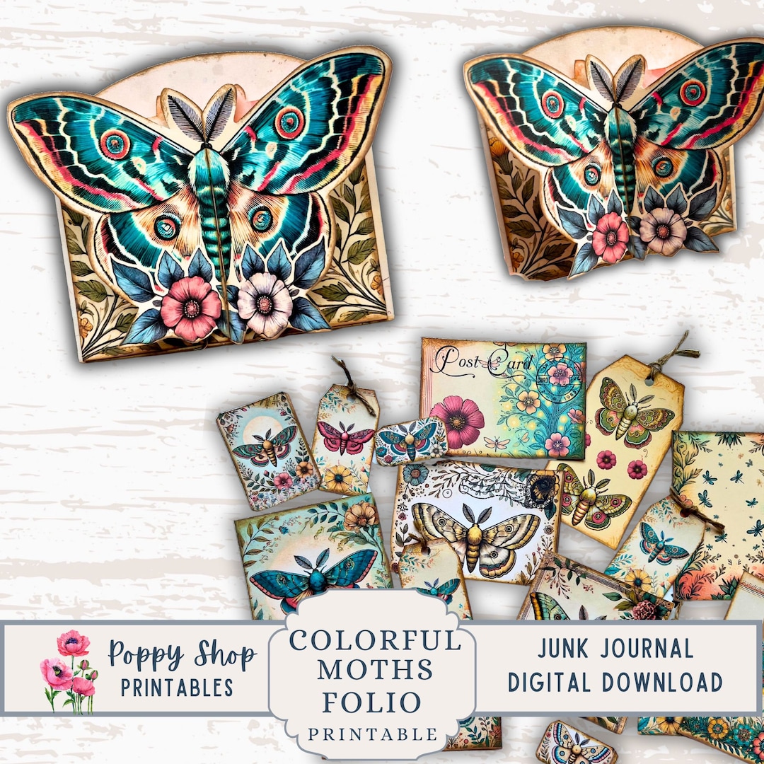 Moth Folio, Printable Folio Kit, Moth, Junk Journal Folio, Multi Fold ...