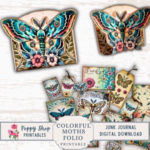 Papillon folio, kit folio imprimable, papillon de nuit, folio de journal indésirable, plis multiples, pochette pliante, vintage, journal éphémère, imprimable, téléchargement