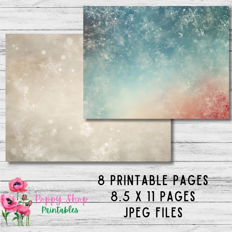 Snow Bottom Paper Snowy Christmas Paper, Junk Journal, Winter Paper, Winter Background ...