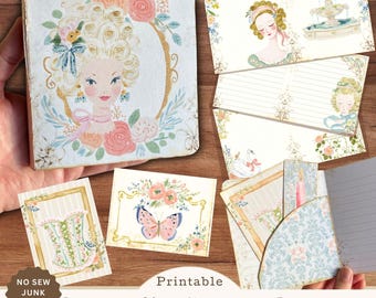 Regency Mini Junk Journal Printable No Sew Paper Craft with Pockets and Ephemera, Victorian