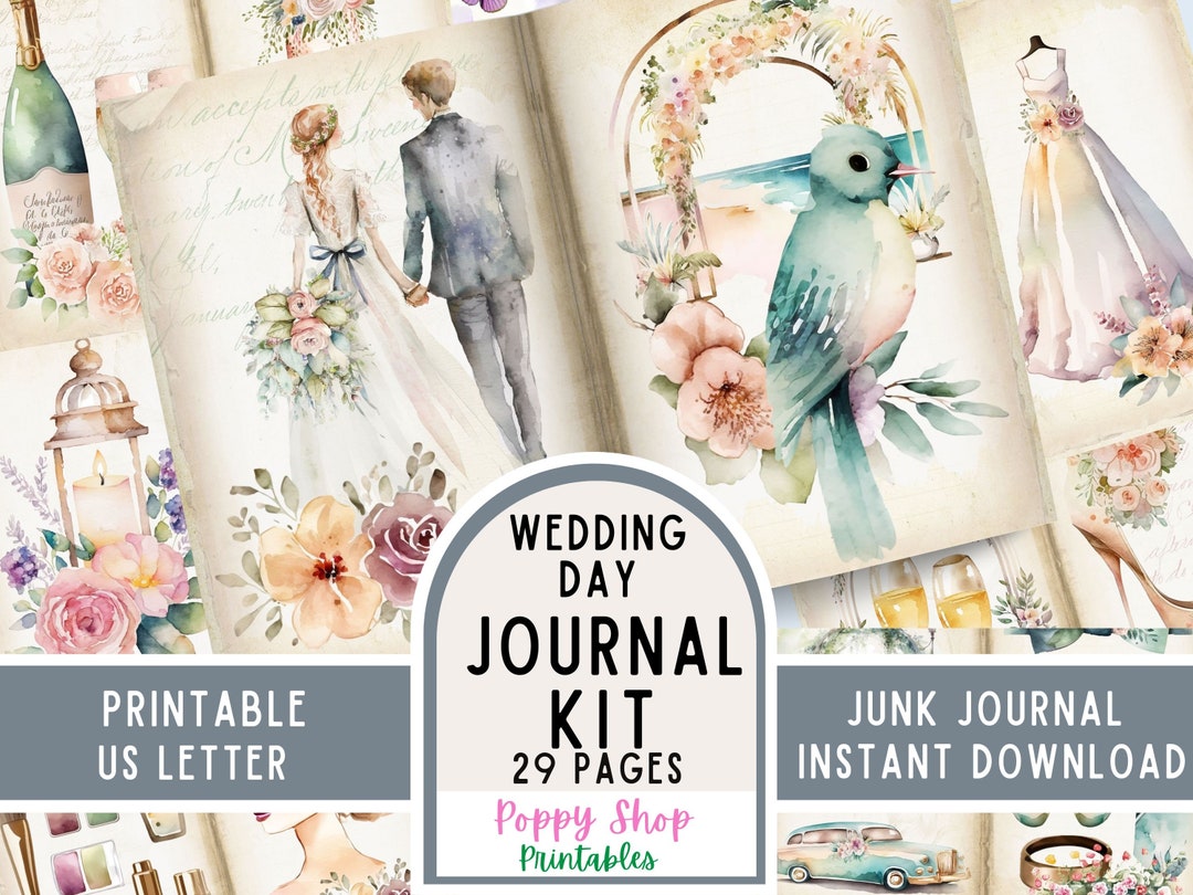 Wedding Junk Journal Kit, Wedding Journal, Junk Journal, Printable