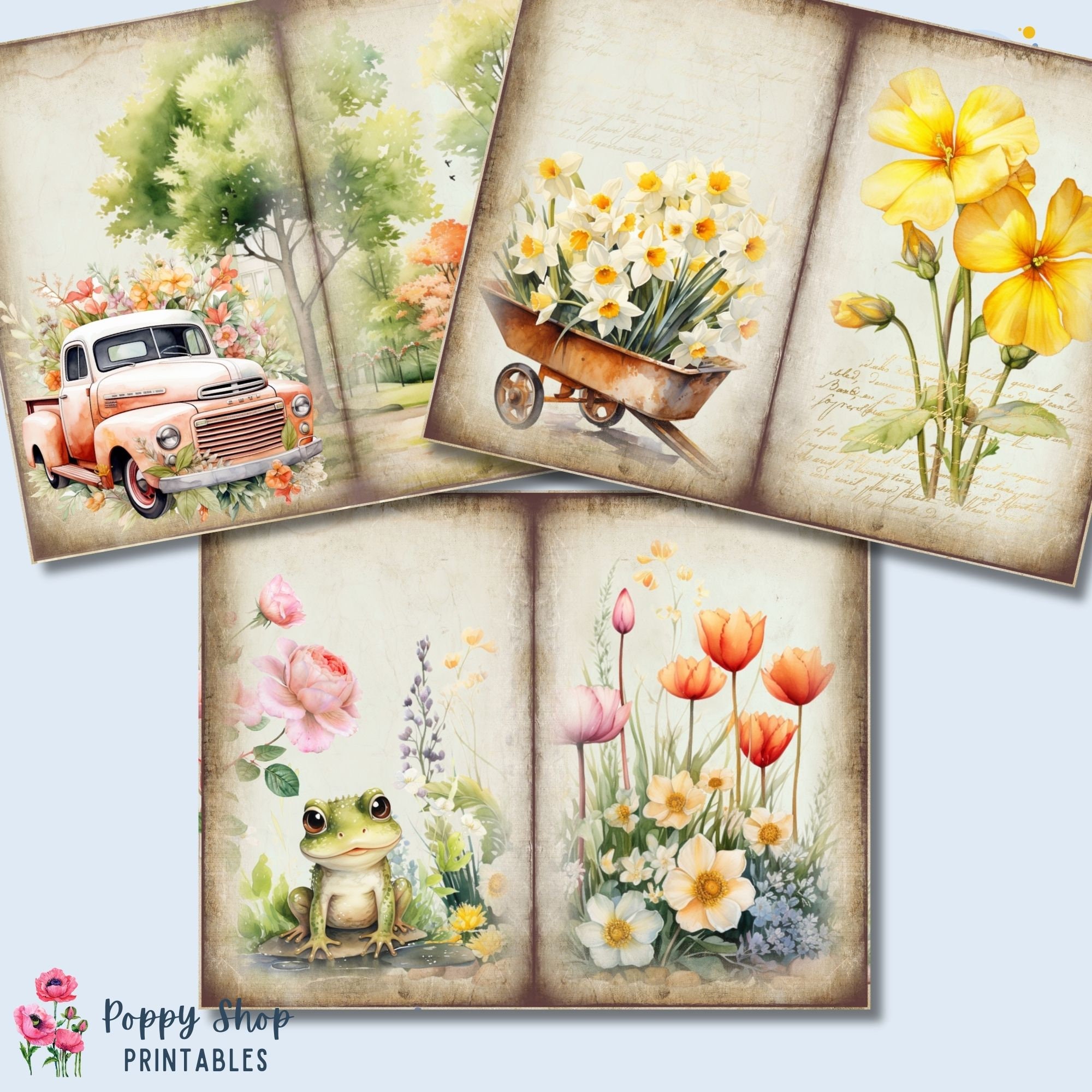 Spring Flowers Junk Journal Pages, Tulips, Journaling Printable Kit ...