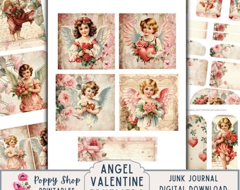 Efímera de ángel de San Valentín, querubín de Cupido, kit de diario basura (descarga digital)