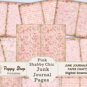 Shabby Chic Junk Journal Pages, Printable Journal Pages, Vintage Papers, Shabby Chic Printables, Florals, Background Papers, Scrapbook Paper