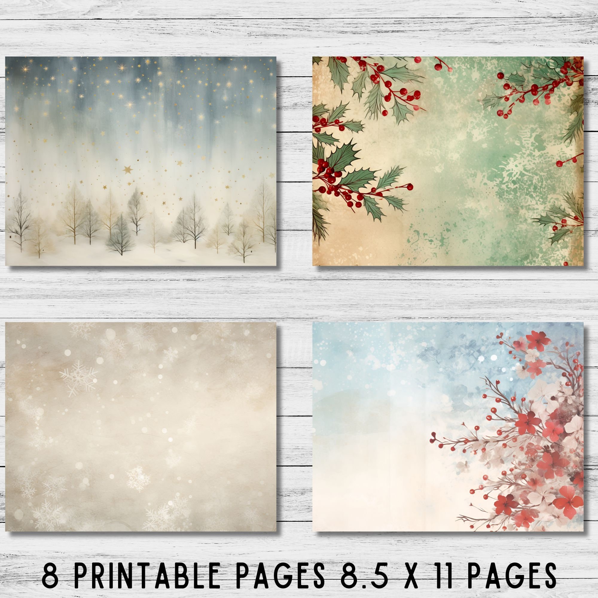 Snow Bottom Paper Snowy Christmas Paper, Junk Journal, Winter Paper, Winter Background ...