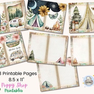 Camping, Junk Journal Kit, Glamping, Travel, Journal Pages, Junk ...
