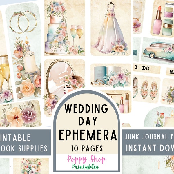 Wedding Ephemera, Bride Ephemera, Junk Journal Ephemera, Boho Wedding, Neutral, Printable, Wedding, Scrapbook, Supplies, Instant Download