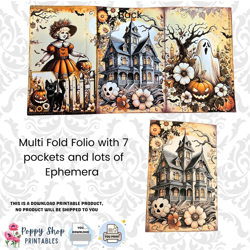 Halloween Folio, Printable Folio Kit, Ghost, Junk Journal Folio, Multi ...